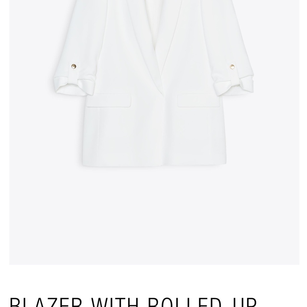 Elegant White Blazer with Rolled-Up Sleeves Zara blazer in stores now for 70
